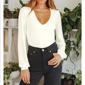 COPY - Kaylene V-neck Balloon Sleeve Bodysuit